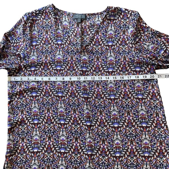 The Limited Hi-lo Purple Geometric Floral Print Long Sleeve Blouse - Sz LP - Picture 14 of 15